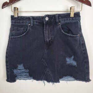 Pacsun distressed black denim mini skirt size 26 5